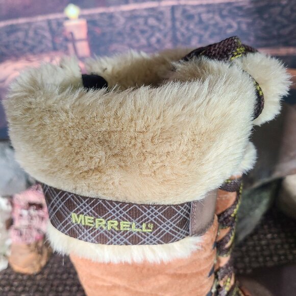 Merrell Tall 14" Waterproof Boots Womens sz 10 suede Lined Zipper very good + - Picture 4 of 16